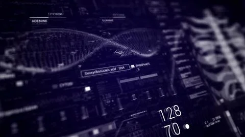 DNA.Sceleton MRI x ray Scan, 3D Model.Medical monitor.HUD.Heads up display.Heart Stock Illustration
