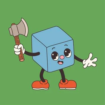DND Dice for Board games in old classic cartoon style, groovy RPG dice for table Stock Illustration