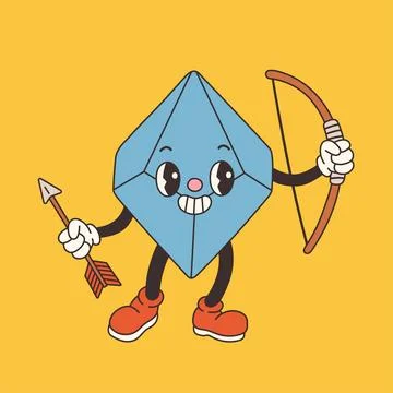 DND Dice for Board games in old classic cartoon style, groovy RPG dice for table Stock Illustration