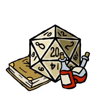 DND Dice with magic spell sticker Stock Illustration