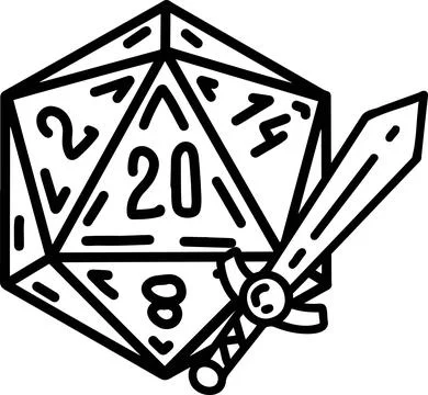 DND Dice with sword and shield Stock Illustration