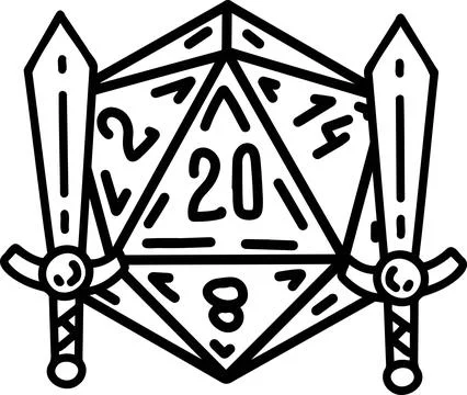 DND Dice with sword and shield Stock Illustration