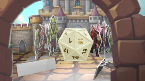 Dnd style background with a game cube. 스톡 동영상 342596370