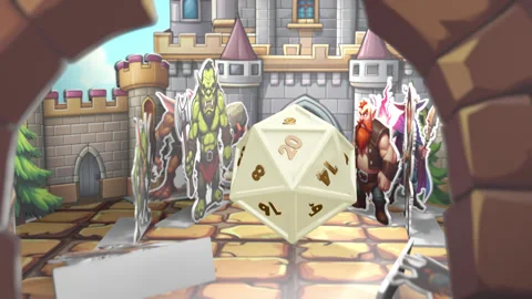 Dnd style background with a game cube. Stock Footage 346035064