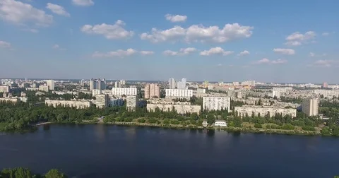 Dnepr River Kyiv city Stockbeeldmateriaal 74257970