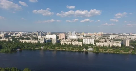 Dnepr River Kyiv city Stockbeeldmateriaal 74257976