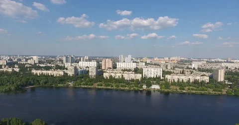 Dnepr River Kyiv city Stock Footage