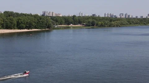 Dnieper River summer time. Kiev, Ukraine. No color correction Stock Footage 53124086