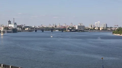Dnieper River summer time. Kiev, Ukraine. No color correction Stock Footage 53124094