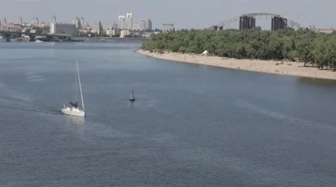 Dnieper River summer time. Kiev, Ukraine. No color correction Stock Footage 53124127