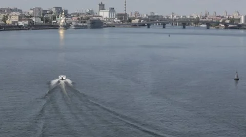 Dnieper River summer time. Kiev, Ukraine. No color correction Stock Footage 53124194
