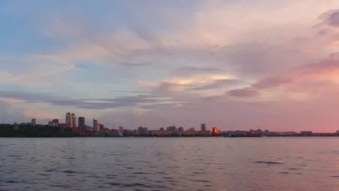Dnipro cityscape sunset Video stock 76947123
