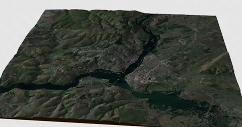 Dnipro east to west map with 3d relief 4K satellite ground height Stock Footage 219229340