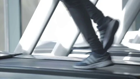 Dnipro March 2017. Young athletic man running on treadmill in sport gym.  Stock Footage 81207029