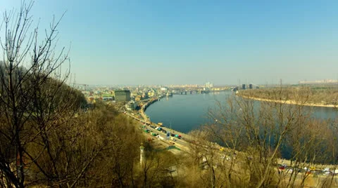 Dnipro river in Kyiv Stock Footage 22682581