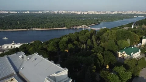 The Dnipro River from the Kyiv hill Stock Footage 225232316