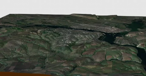 Dnipro south to north map with 3d relief 4K satellite ground low height Stock Footage 219247956