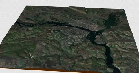 Dnipro south to north map with 3d relief 4K satellite ground height Stock Footage 219247969