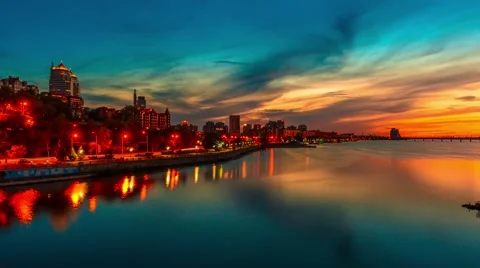 Dnipro sunset timelapse Stock Footage 63821578