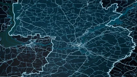 Dnipro Ukraine Glowing Digital Map Animation 4K Vidéo 339577079