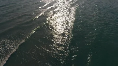 Dnipro water sparkling with a sun path on rippling waves on a bright day Stock Footage 124519760