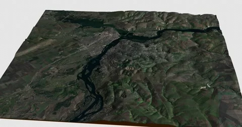 Dnipro west to east map with 3d relief 4K satellite ground height Stock Footage 219229126