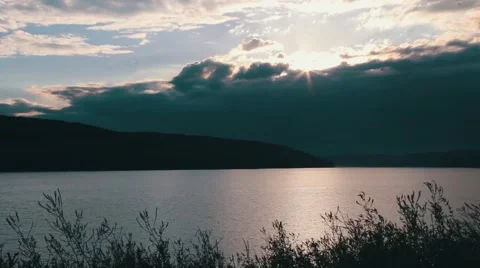 Dnister river in the evening. Stock Footage 48697872