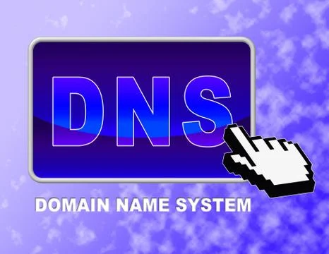 Dns Button Shows Domain Name Server And Click Stock Illustration