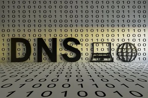 DNS concept text sunlight 3D illustration Stock Illustration