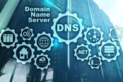 DNS. Domain Name System. Network Web Communication. Internet and digital Stock-Fotos