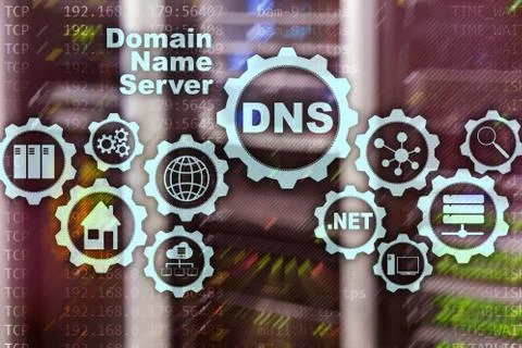DNS. Domain Name System. Network Web Communication. Internet and digital Foto stock