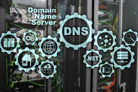 DNS. Domain Name System. Network Web Communication. Internet and digital tech Stock Photos