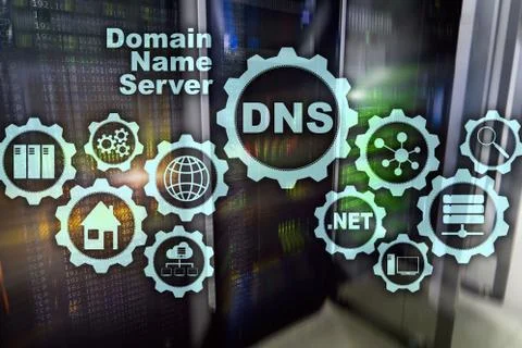 DNS. Domain Name System. Network Web Communication. Internet and digital Foto stock
