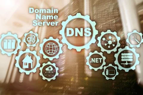 DNS. Domain Name System. Network Web Communication. Internet and digital Foto stock