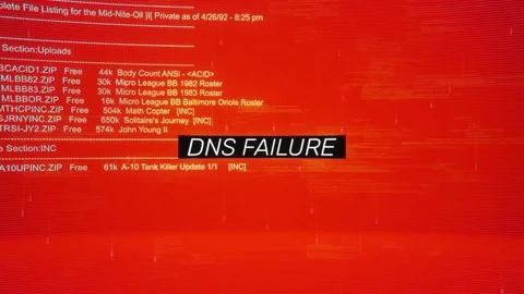 DNS Failure on warning hack background screen Stock Footage 343464477