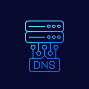 DNS line icon with a server Stock Illustration