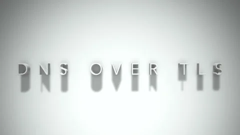 Dns over tls 3D title animation white text on a white background Stock Footage 299372924