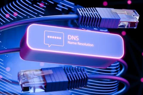 DNS protocol concept. System domain name concept. 3d render Stock Illustration