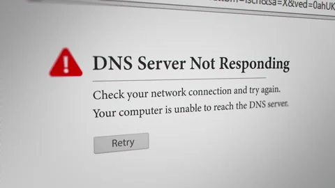 "DNS Server not Responding" Message on Web Browser Stock Footage 241314925