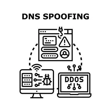 Dns spoofing attack redirecting internet traffic to malicious websites 스톡 일러스트