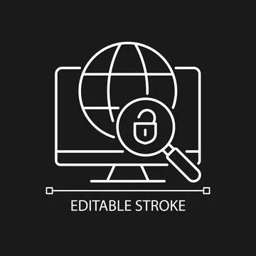 DNS tunneling detecting white linear icon for dark theme Stock Illustration
