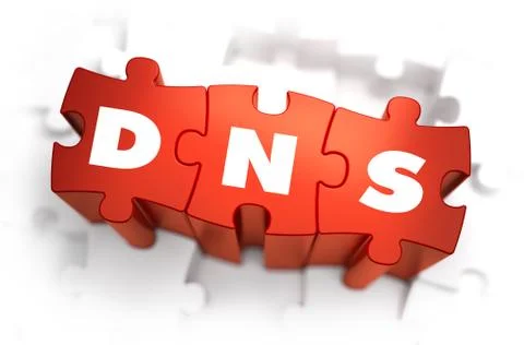 DNS - White Word on Red Puzzles Stock Illustration