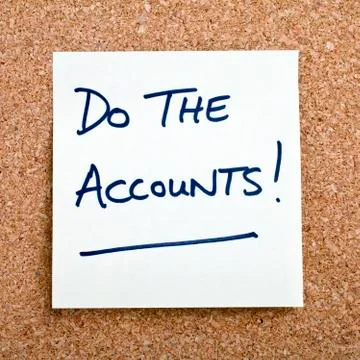 'DO THE ACCOUNTS' Reminder Note Stock Photos