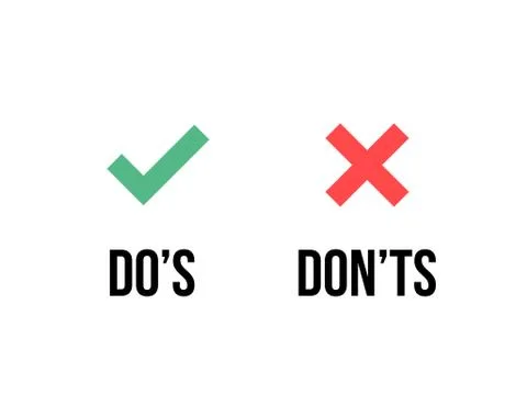 Do and Dont check tick mark and red cross icons isolated on transparent backg Stock Illustration