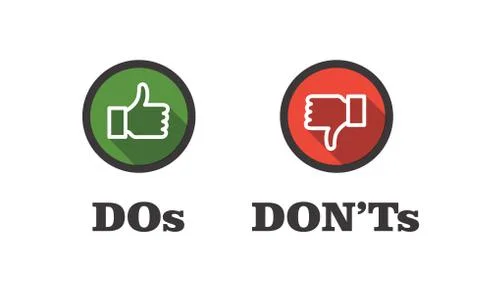Do and Don't or Like and Unlike Icons with Positive and Negative Symbols 스톡 일러스트