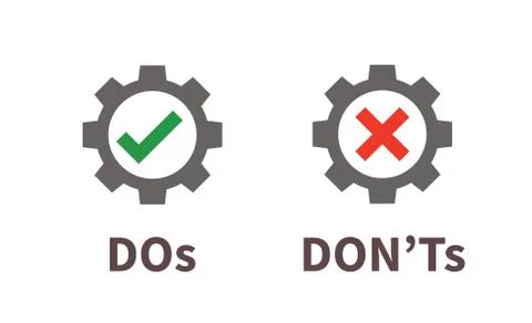 Do and Don't or Good &amp; Bad Icons with Positive and Negative Symbols Stock Illustration