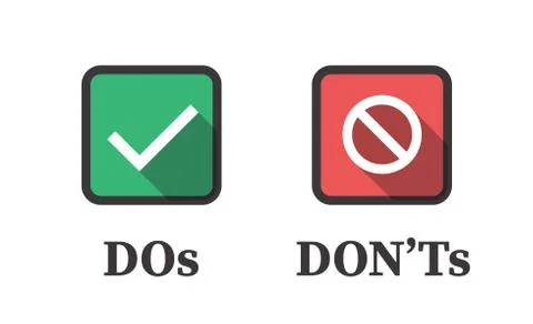 Do and Don't or Good &amp; Bad Icons with Positive and Negative Symbols Stock Illustration
