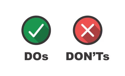Do and Don't or Good &amp; Bad Icons with Positive and Negative Symbols Stock Illustration