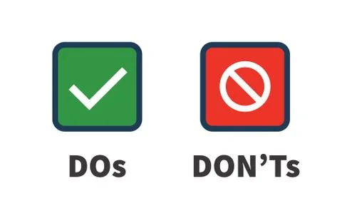 Do and Don't or Good &amp; Bad Icons with Positive and Negative Symbols Stock Illustration