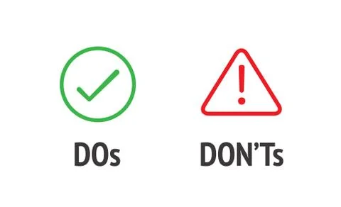 Do and Don't or Good &amp; Bad Icons with Positive and Negative Symbols Stock Illustration
